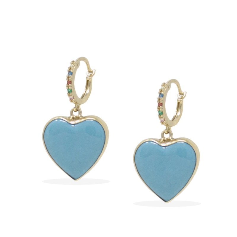 Thumbnail of Love Is A Rainbow Gold Vermeil Turquoise Hoop Earrings image