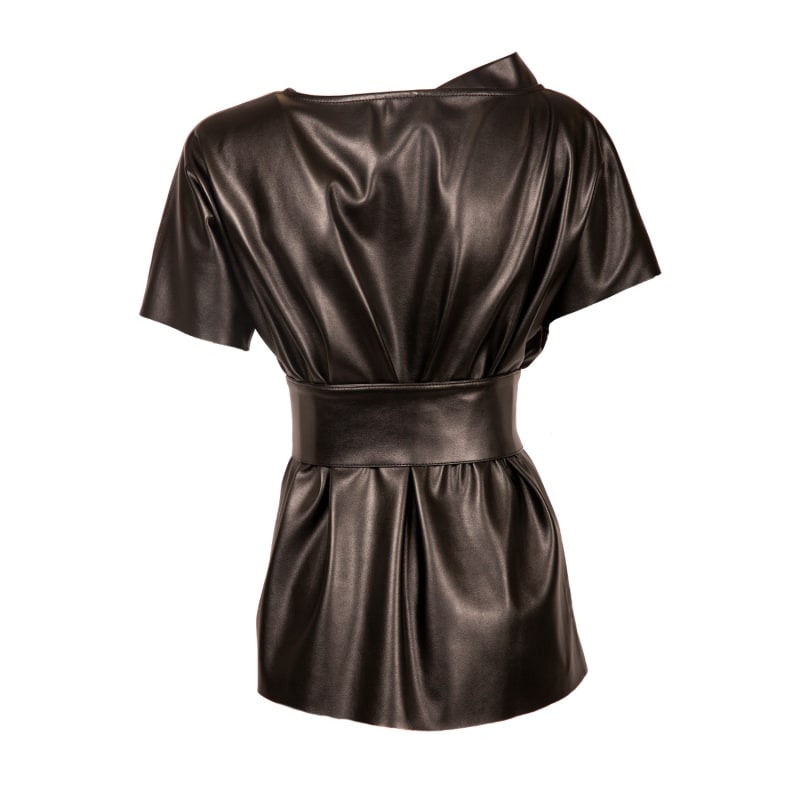 Thumbnail of Faux Leather Blouse With Short Sleeve image