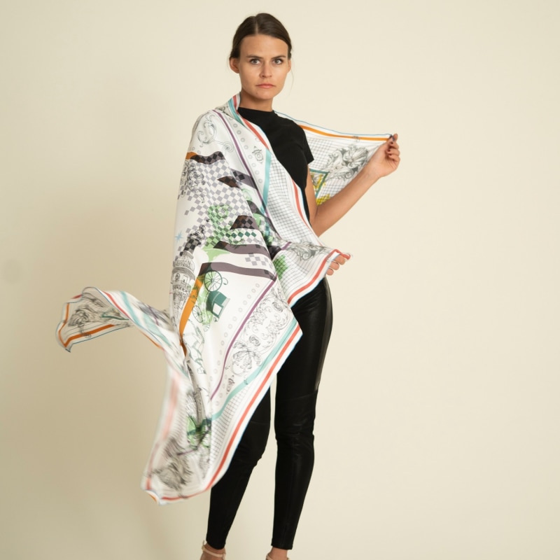 Silk Scarf With Double Sided Imaginary Castle | Jessie Zhao New York ...