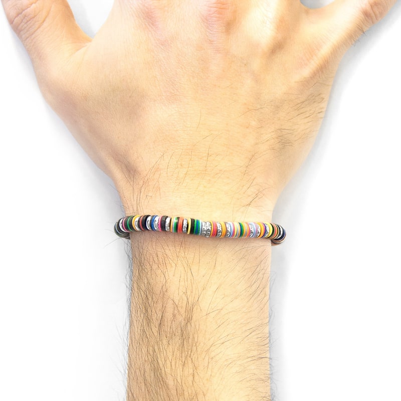 Thumbnail of Multicoloured Kariba Silver & Vinyl Disc Macrame Bracelet image