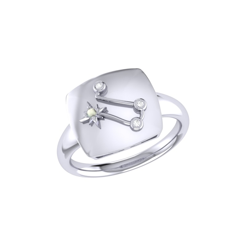 Thumbnail of Gemini Twin Constellation Signet Ring In Sterling Silver image