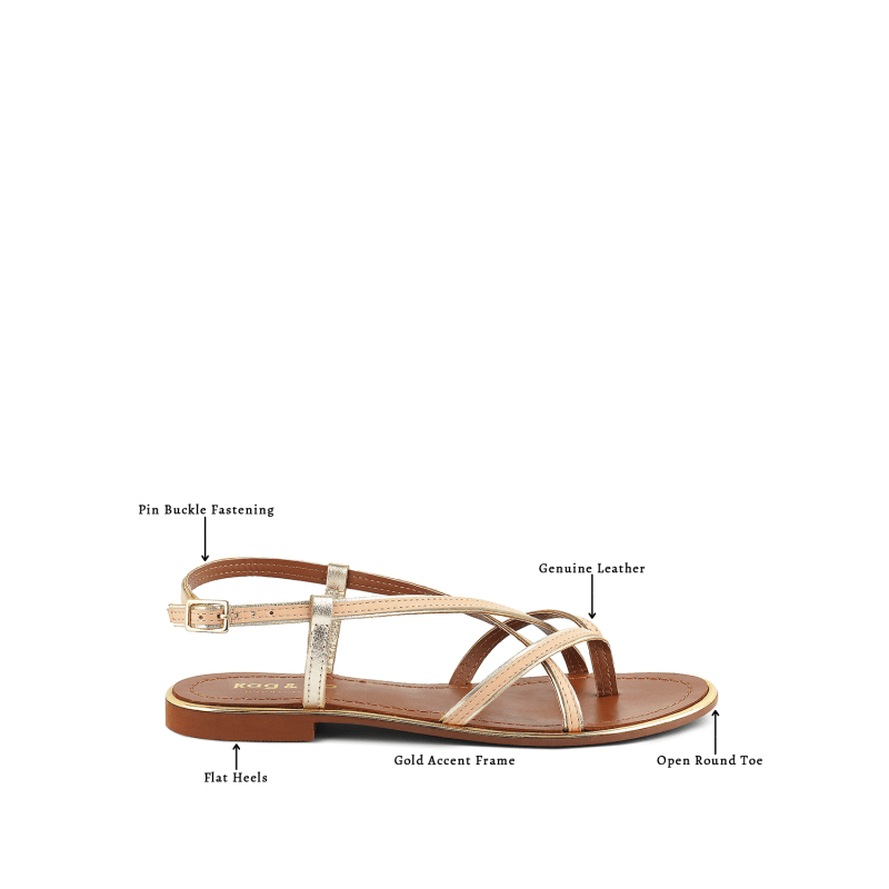 Thumbnail of Pheobe Strappy Beige Flat Sandals image