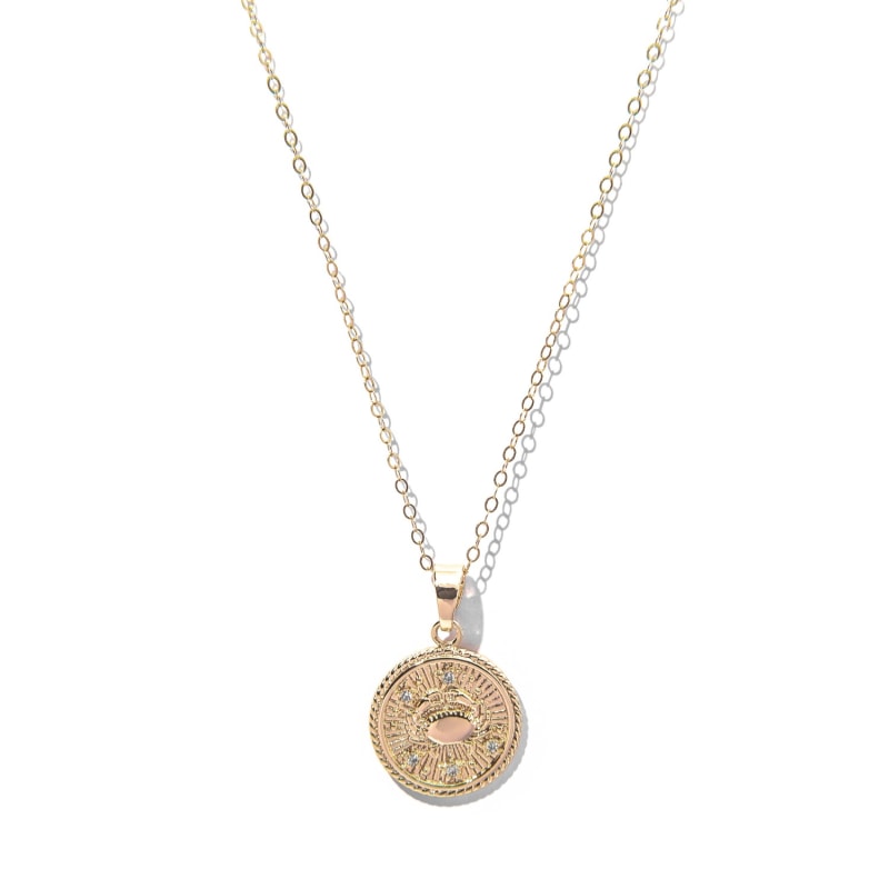 Thumbnail of Cancer Zodiac Medallion Pendant Gold Filled Necklace image