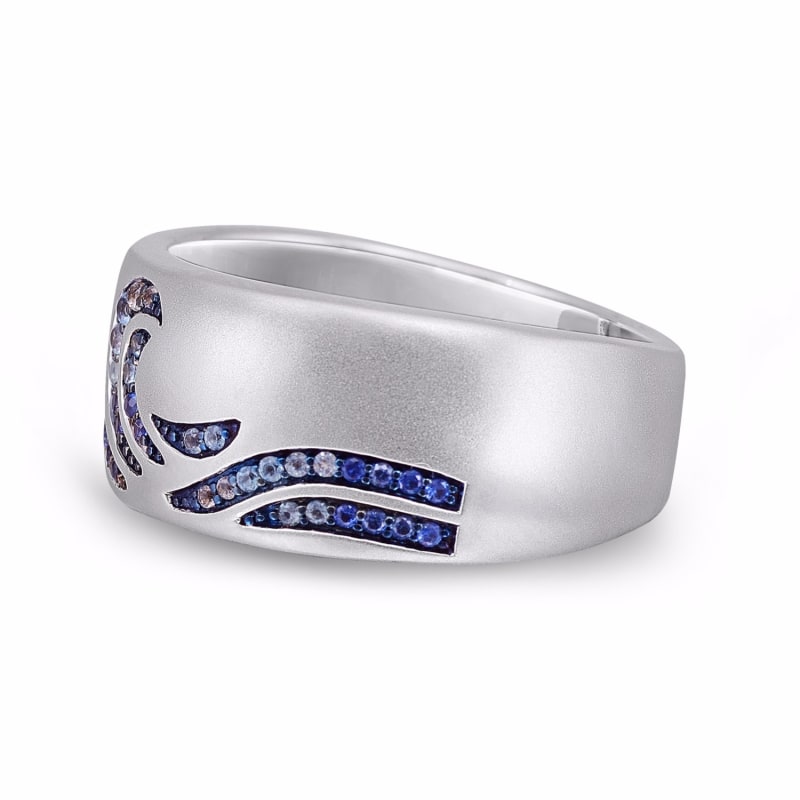 Thumbnail of Surf's Up Sterling Silver Blue Sapphire & Topaz Band Ring image