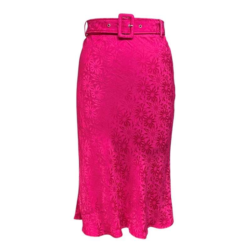 Thumbnail of The Christina Belted Satin Midi Skirt In Pink Daisy image