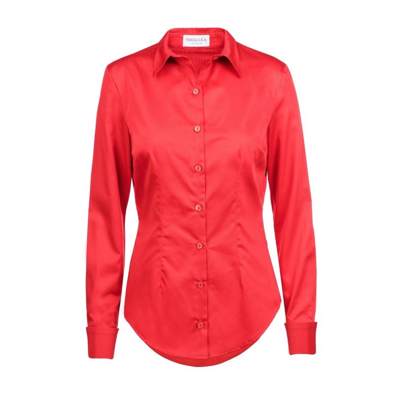 Thumbnail of Viva Red 100% Organic Gots Certified Pima Cotton Fitted Shirt image