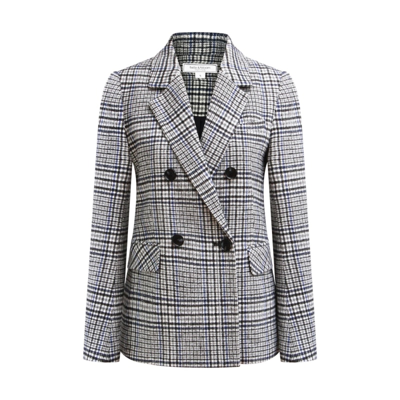 Wool blend plaid blazer shop