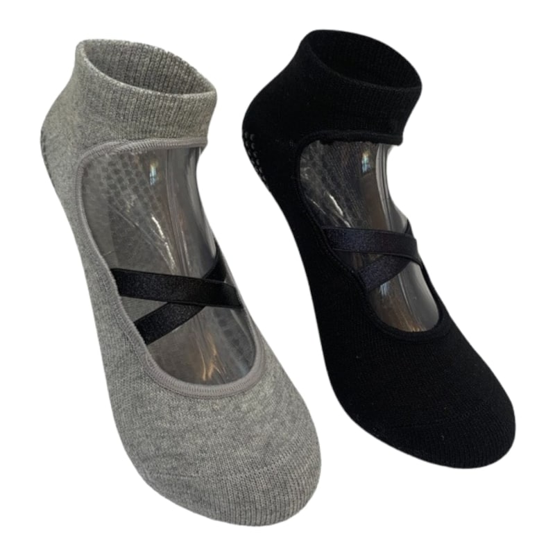 Pilates Grip Socks - Two Pack - Black And Grey
