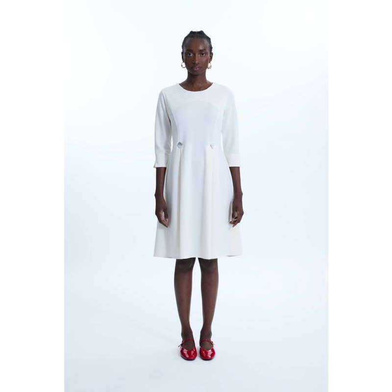 Thumbnail of Pin Tuck Button Midi Dress Cream image