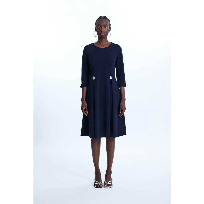 Thumbnail of Pin Tuck Button Midi Dress Navy image