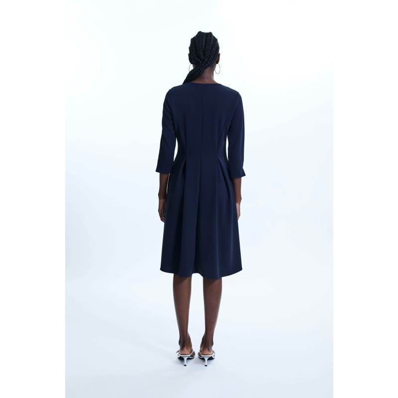 Thumbnail of Pin Tuck Button Midi Dress Navy image