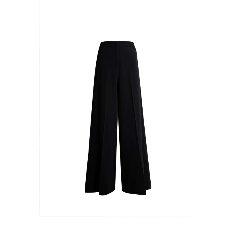 Pin Tuck Wide Leg Trousers Black | James Lakeland | Wolf & Badger