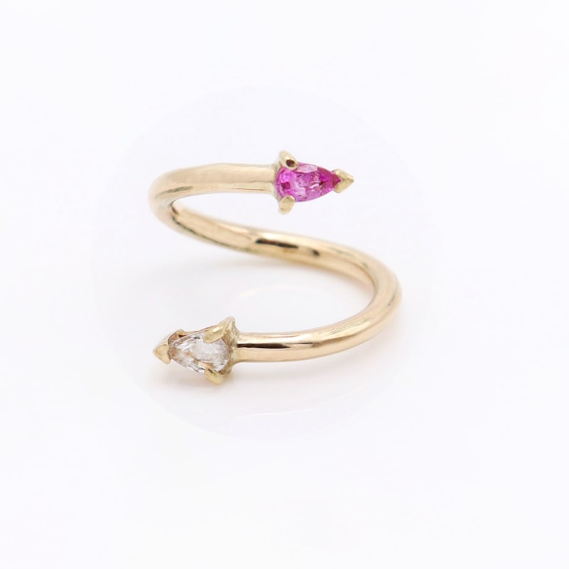 Thumbnail of Pink And White Sapphire Gold Toi Et Moi Wrap Ring image