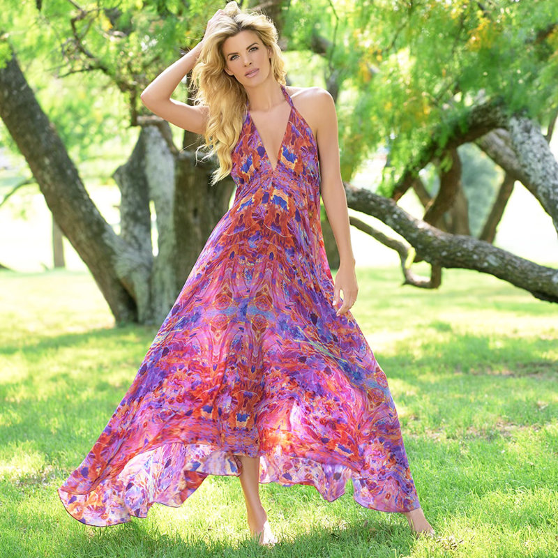 Pink Fire Silk Maxi Ibiza Dress | Sophia Alexia | Wolf & Badger Pink Fire Silk Maxi Ibiza Dress | Sophia Alexia | Wolf & Badger
