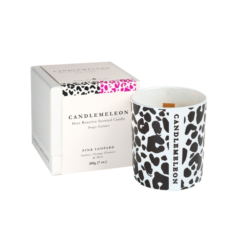 Thumbnail of Pink Leopard - Colour Changing Soy Wax Wood Wick Candle - Amber, Orange Flowers & Mint 200G image