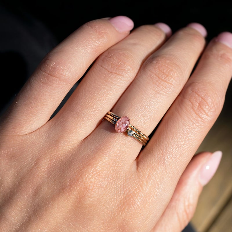 Pink Oval Rhodonite Ring Set Kate Koel Wolf Badger