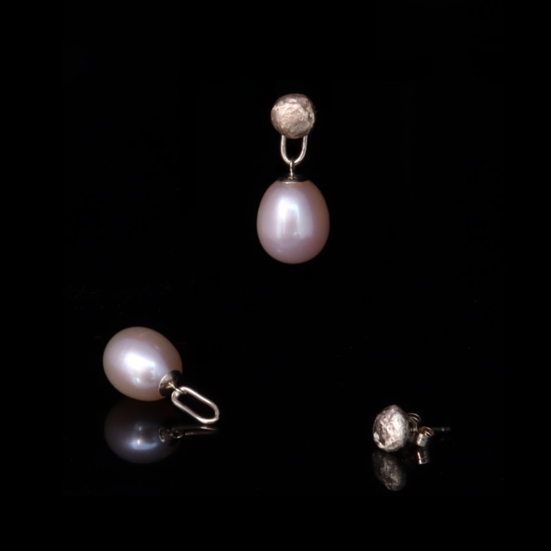 Thumbnail of Pink Pearl Drop Detachable Gold Earrings image