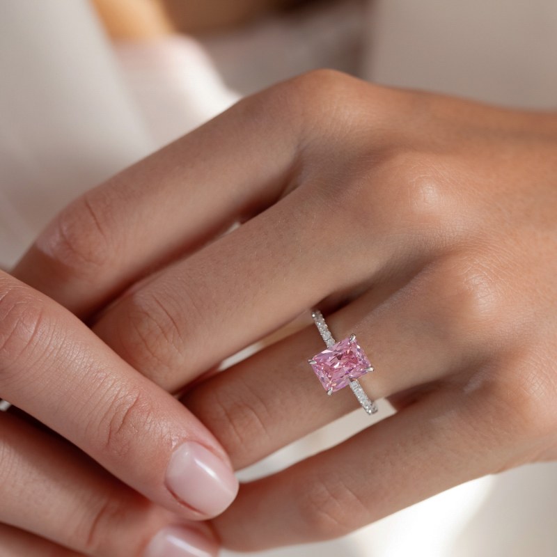 Thumbnail of Pink Radiant Cut Pavè Ring image