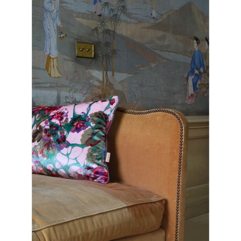 Thumbnail of Pink Rose Marbled Velvet Cushion image