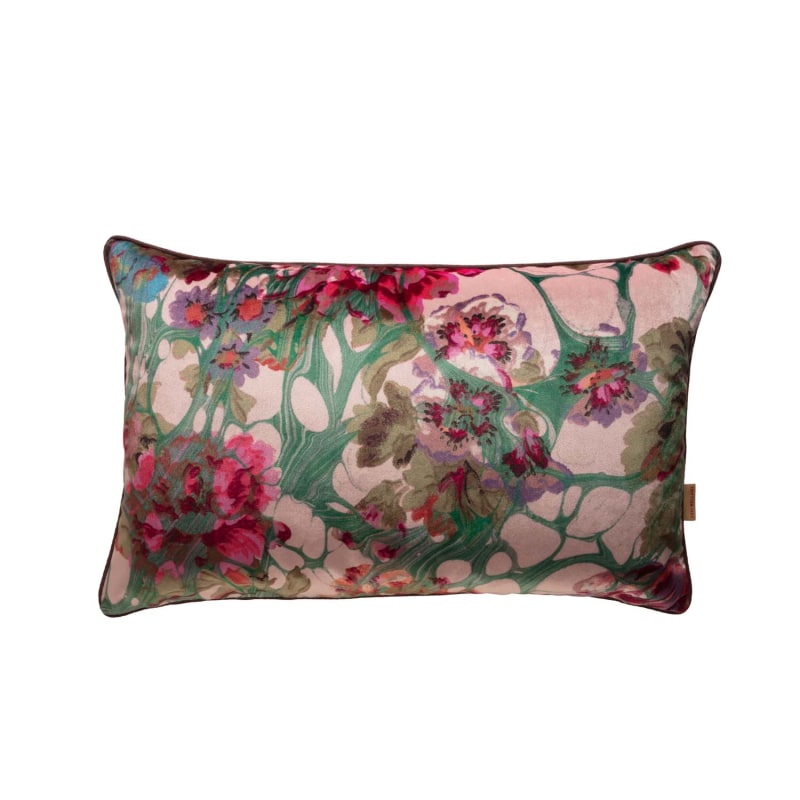 Thumbnail of Pink Rose Marbled Velvet Cushion image