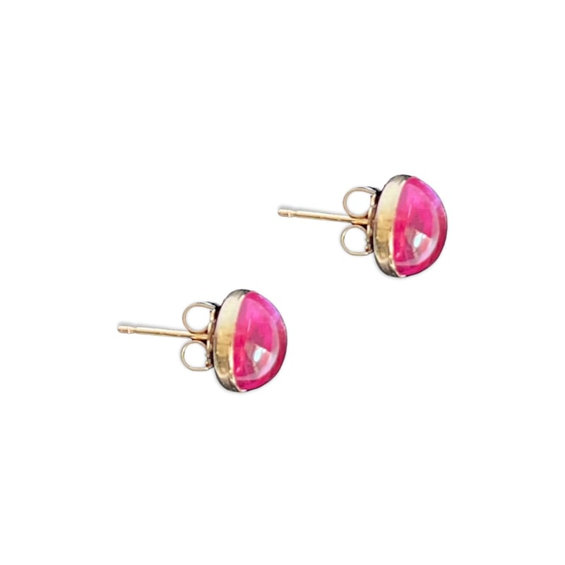 Thumbnail of Pink Sapphire & Gold Stud Earrings image