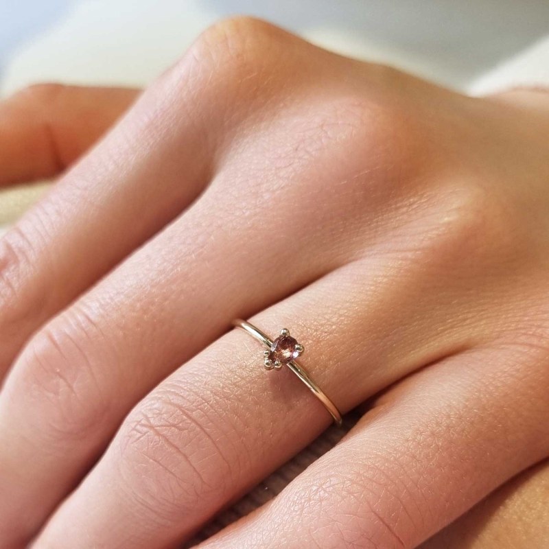 Pink tourmaline top gold ring