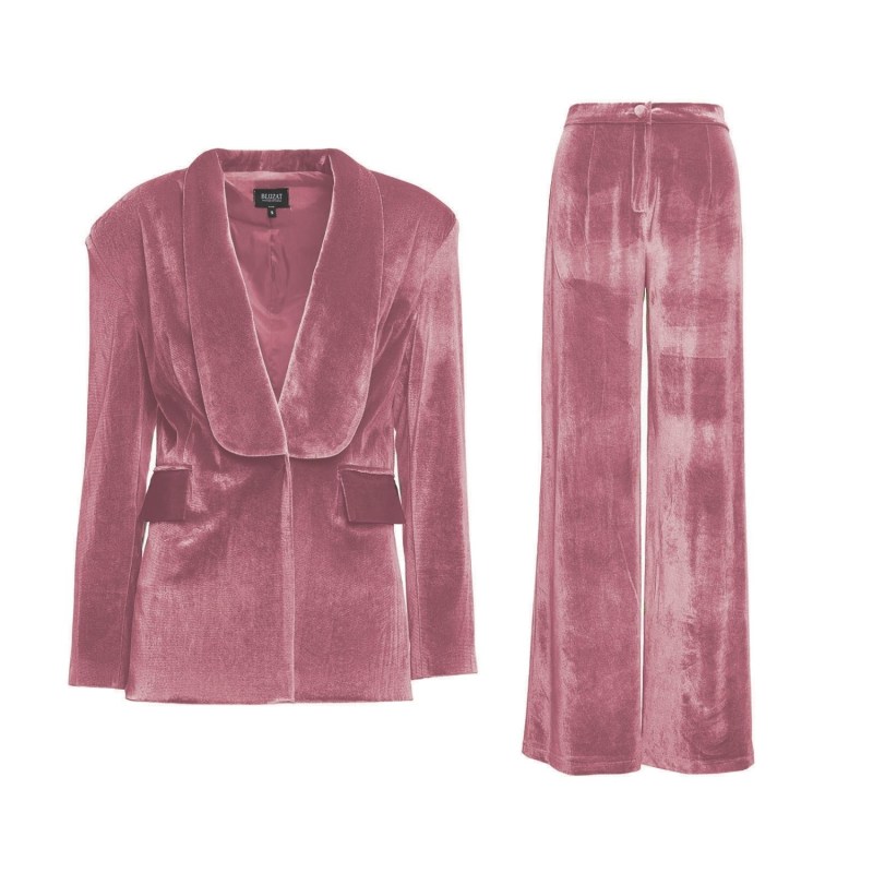Pink velvet trouser suit store