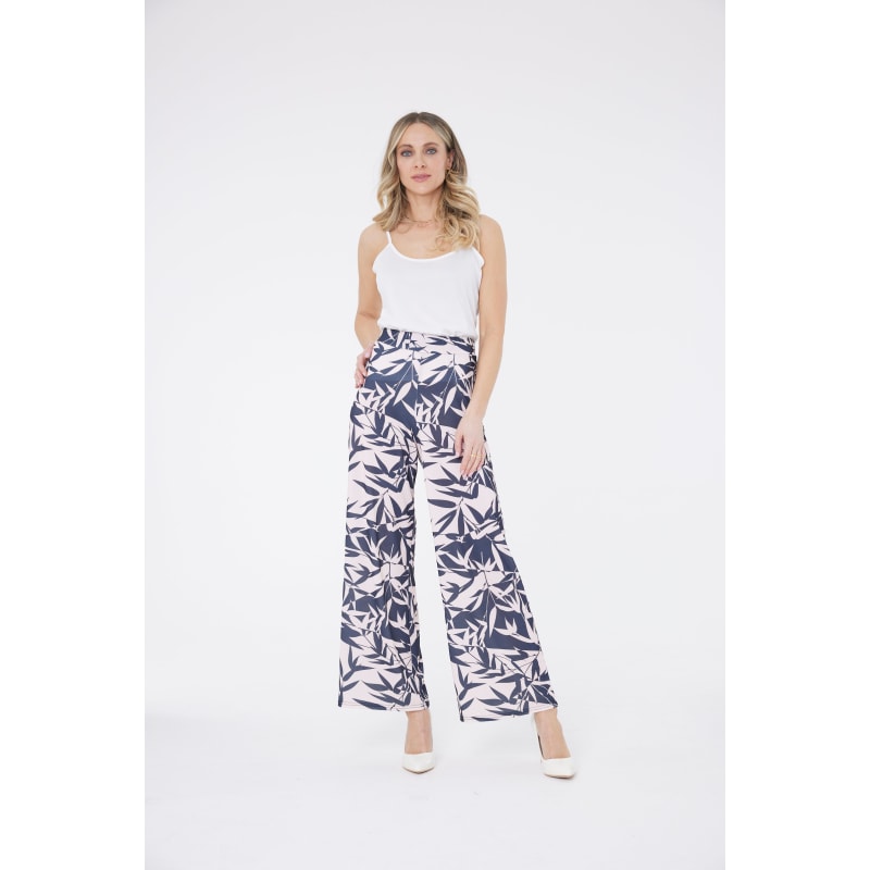 Palm print wide leg trousers on sale