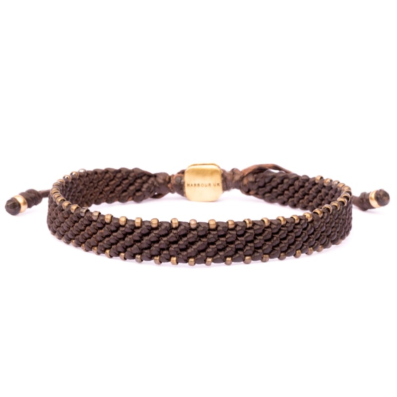 Thumbnail of Men Wide Brown Rope & Bronze Wristband - Brown image