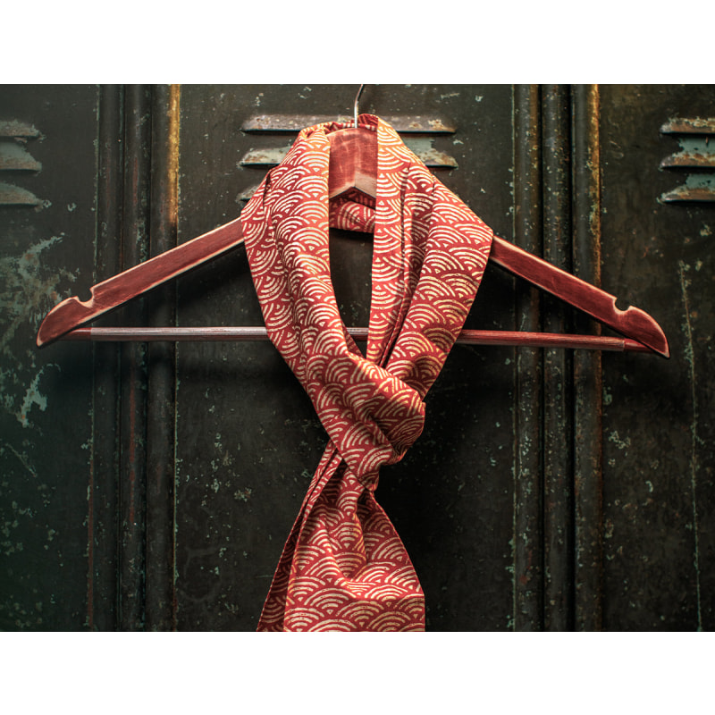 Thumbnail of &Sons Red Waves Scarf image