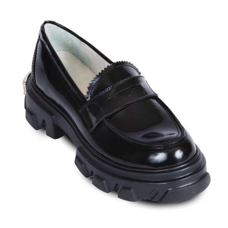 Plain black loafers women's shop