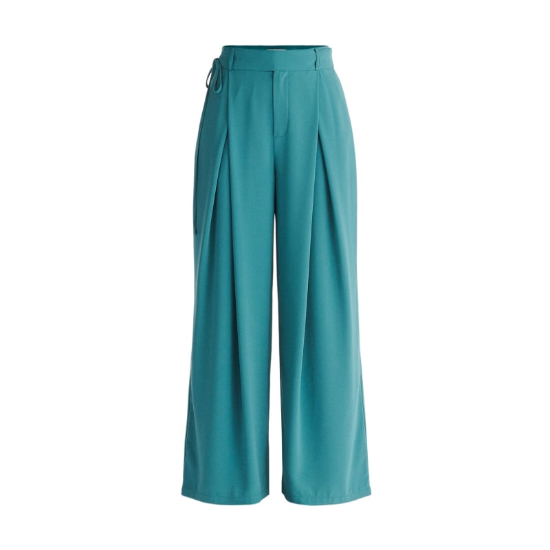 Pleated High Waist Trousers In Teal | PAISIE | Wolf & Badger