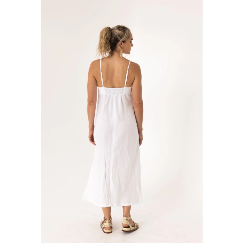 Pleated Linen Bra Dress White by AMIRA Collective