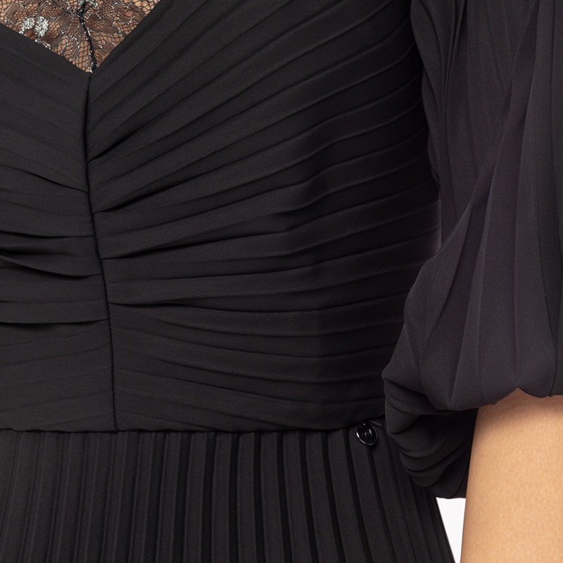 Pleated Midi Dress Black by Nissa