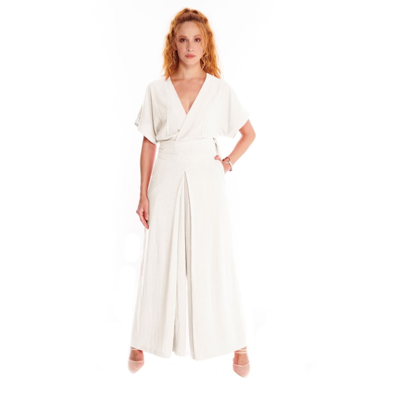 Thumbnail of Pleated Palazzo Pant - White image