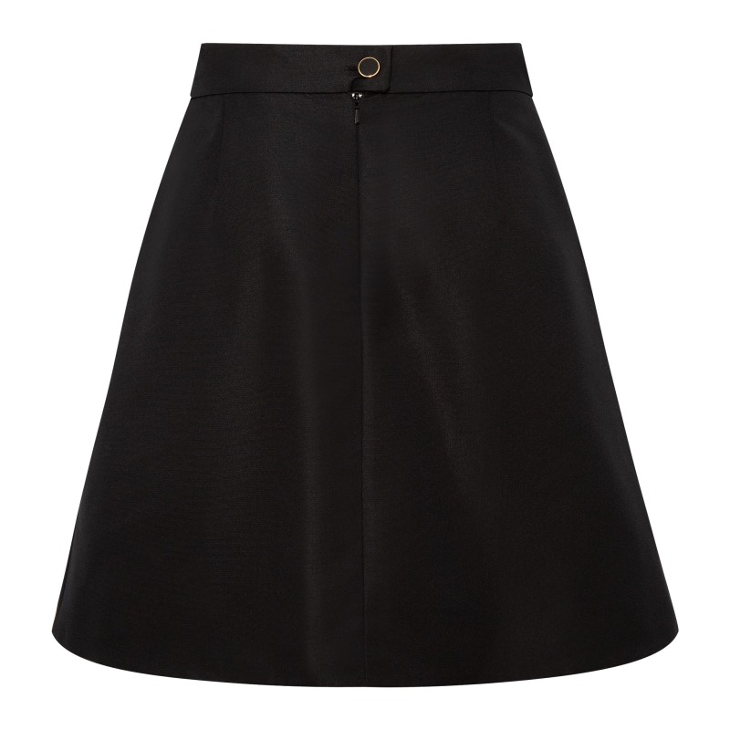 Thumbnail of Pleated Silk-Blend Flared Skirt/Black image