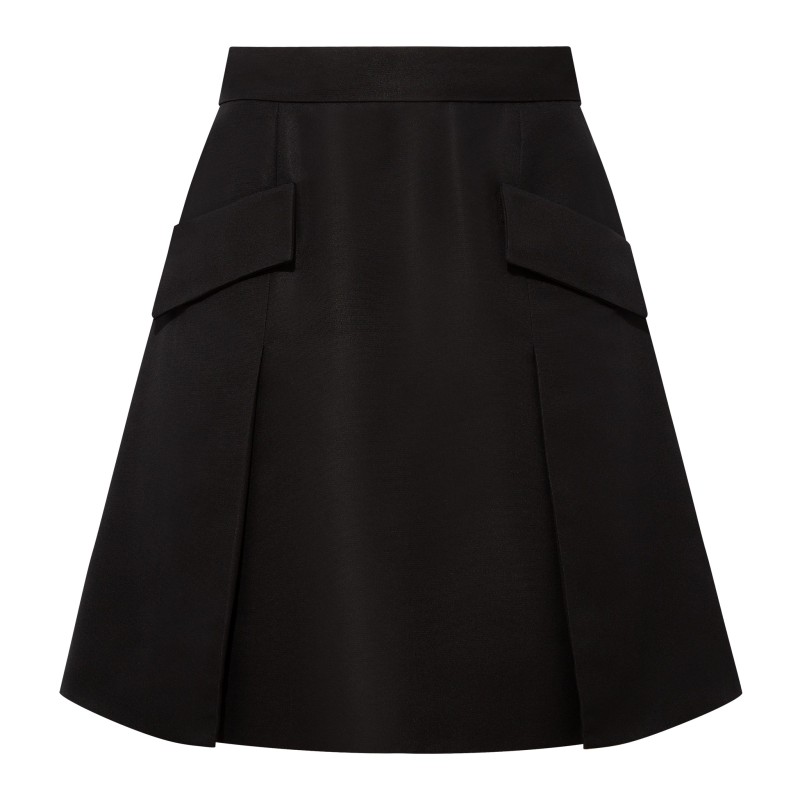 Thumbnail of Pleated Silk-Blend Flared Skirt/Black image