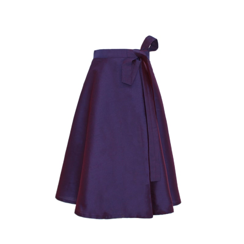 Plum Hued Wrap Around Silk Skirt | Richa Sharma | Wolf & Badger