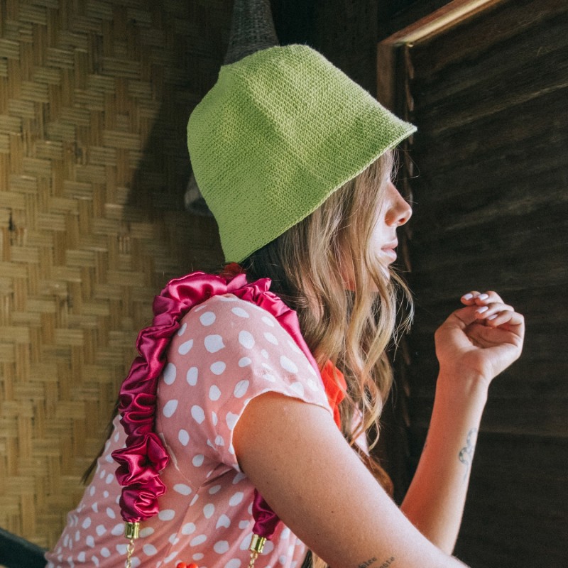 Thumbnail of Florette Crochet Bucket Hat In Lime Green image