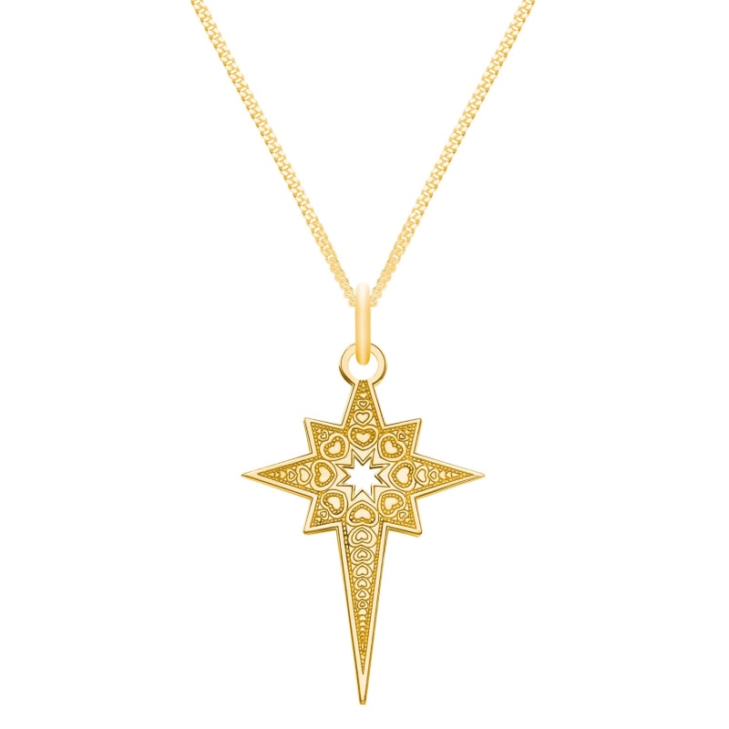 Thumbnail of Medium 9ct Gold North Star Pendant Necklace image