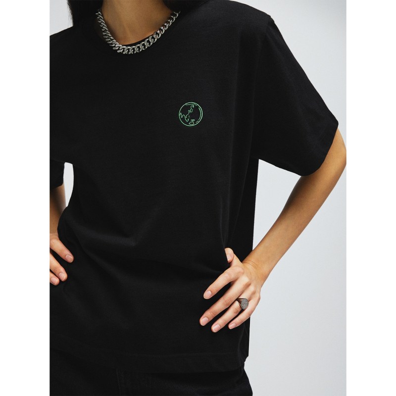 Thumbnail of Earth Embroidered Organic Cotton T-Shirt Black image