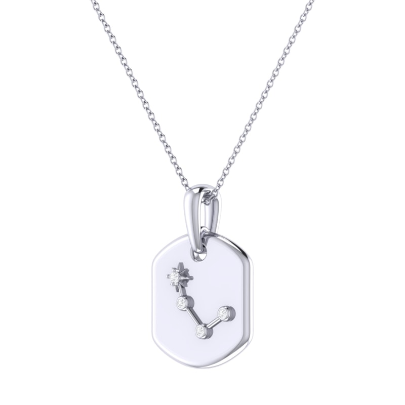 Thumbnail of Aries Ram Constellation Tag Pendant Necklace In Sterling Silver image