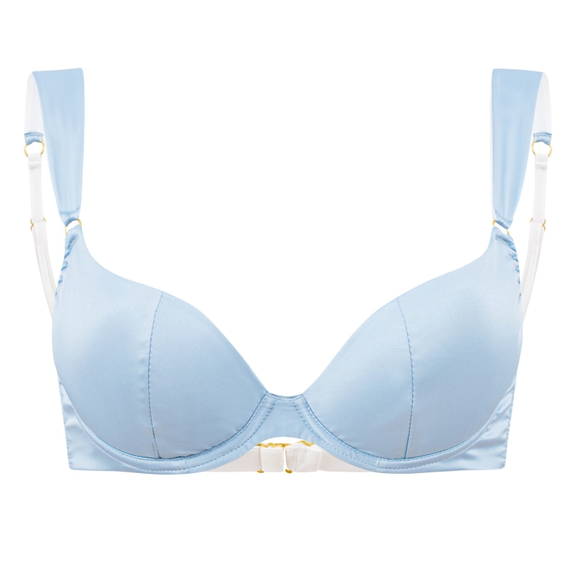 Blue Crush Satin Balconette Bra by Ekcentrik