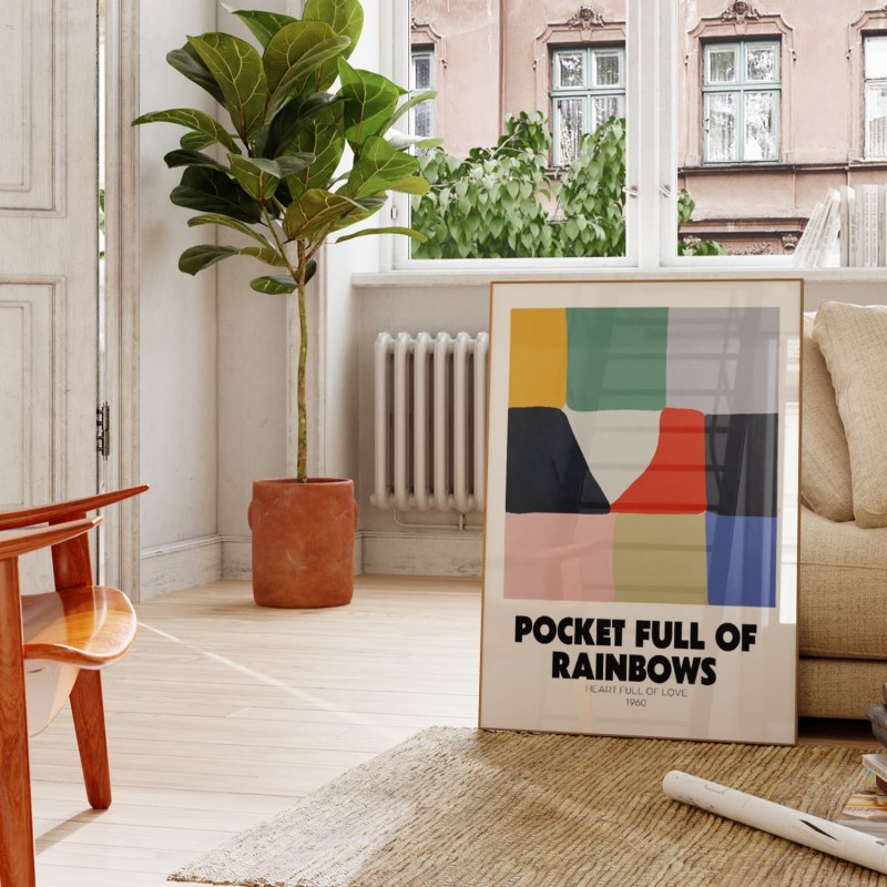 Thumbnail of Pocket Full Of Rainbows Retro Music GicléE Art Print A3 image