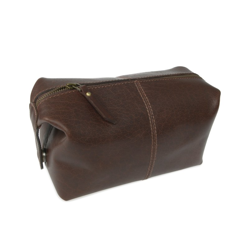 Thumbnail of Classic Dark Brown Leather Wash Bag image