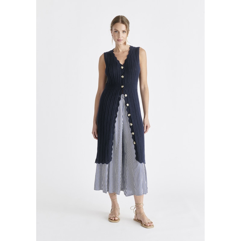 Thumbnail of Pointelle Knitted Dress In Navy image