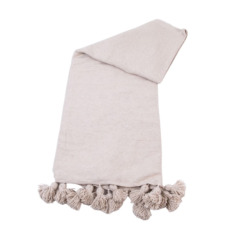 Cotton pom pom blanket best sale