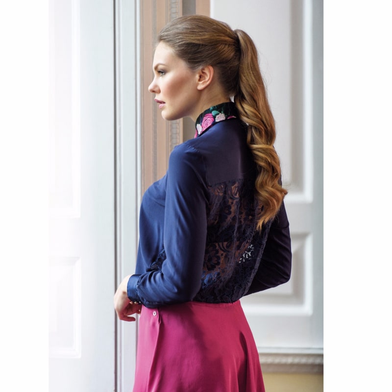 Thumbnail of Midnight Blue Rose Silk Shirt image