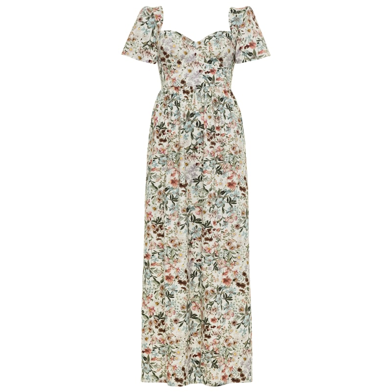 Thumbnail of Poppy Maxi Dress With A Sweetheart Neckline & Sculpted Bodice - Vintage White Floral Cotton image