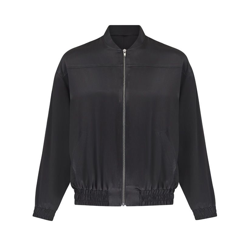 Thumbnail of Poppy Silk Bomber Jacket - Black image